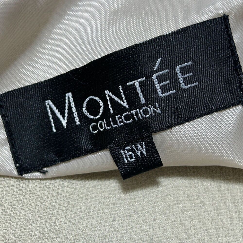 Montee Dress Womens 16W Sleeveless Embroidered Sheath Lined Zipper  Vent Beige - Picture 2 of 9